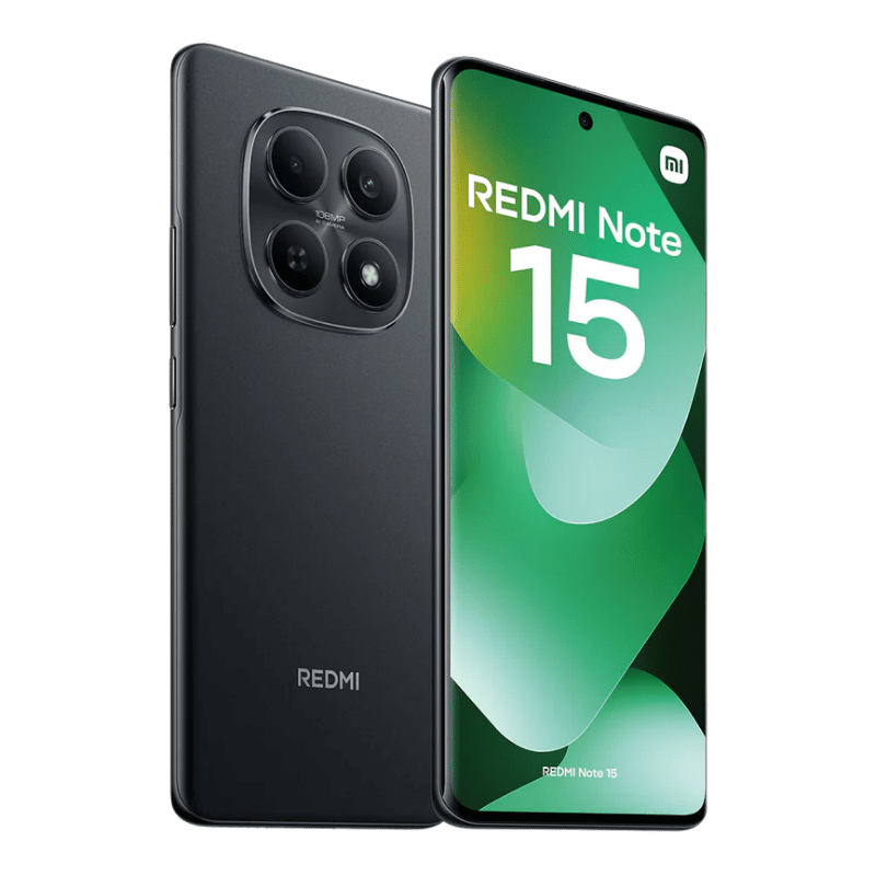 Xiaomi Redmi Note 15 vista frontal y posterior color negro