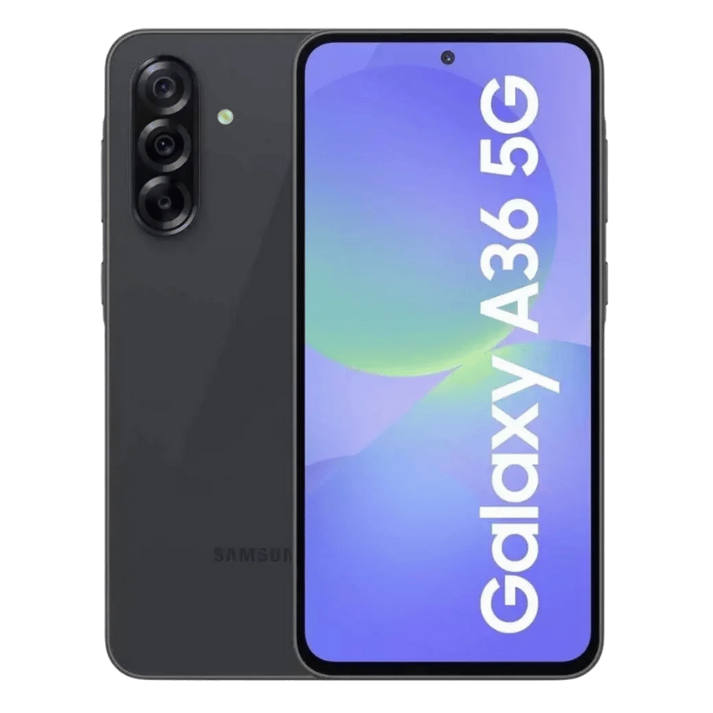 Smartphone Samsung Galaxy A36 Posterior Negro Frontal Super AMOLED