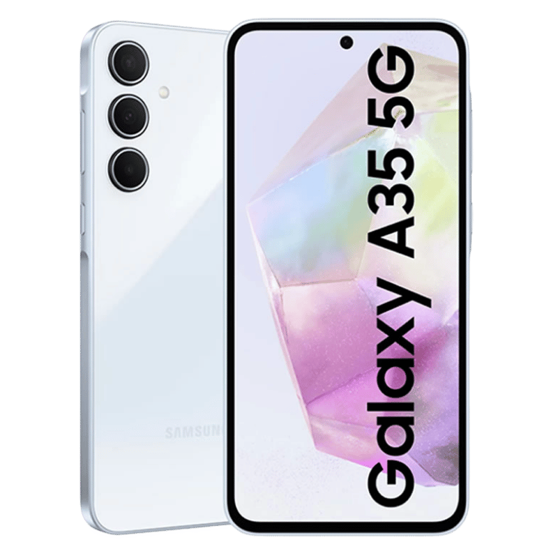 Samsung Galaxy A35 5G, rendimiento inigualable con procesador Exynos 1380 y batería de larga duración de 5000 mAh, económico en color blanco