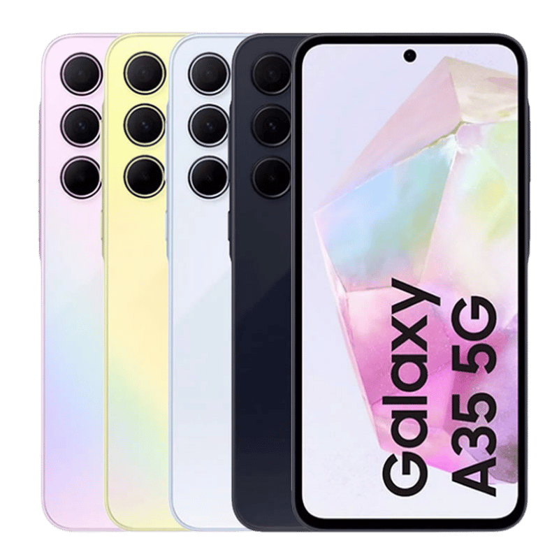 Detalle de la cámara frontal de 13MP del Samsung Galaxy A35 5G, ideal para selfies perfectas, disponible en varios colores y con delivery en Quilmes, Argentina.