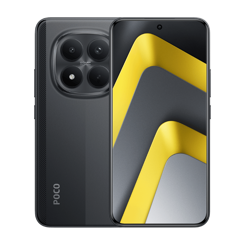 Xiaomi Poco M8 5G vista fontal y posterior, color negro