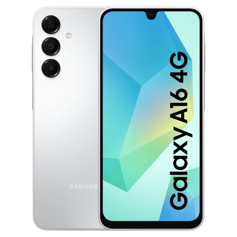Smartphone Samsung Galaxy A16 Posterior Plateado Frontal Super AMOLED