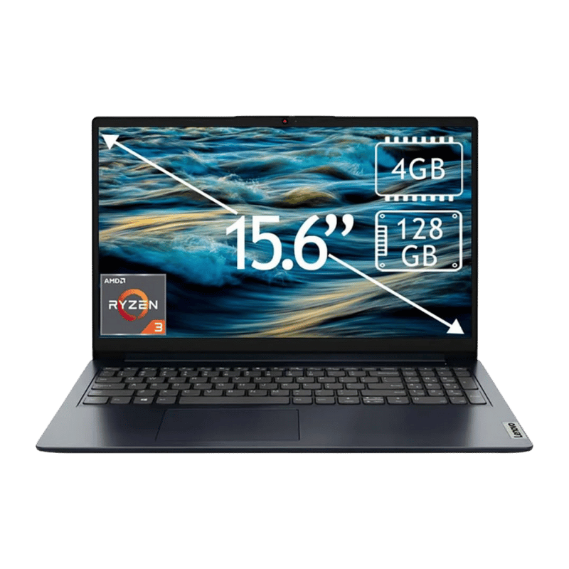 Notebook Lenovo 82VG00R2US RYZEN 3 7320U color negro vista frontal descuento en efectivo