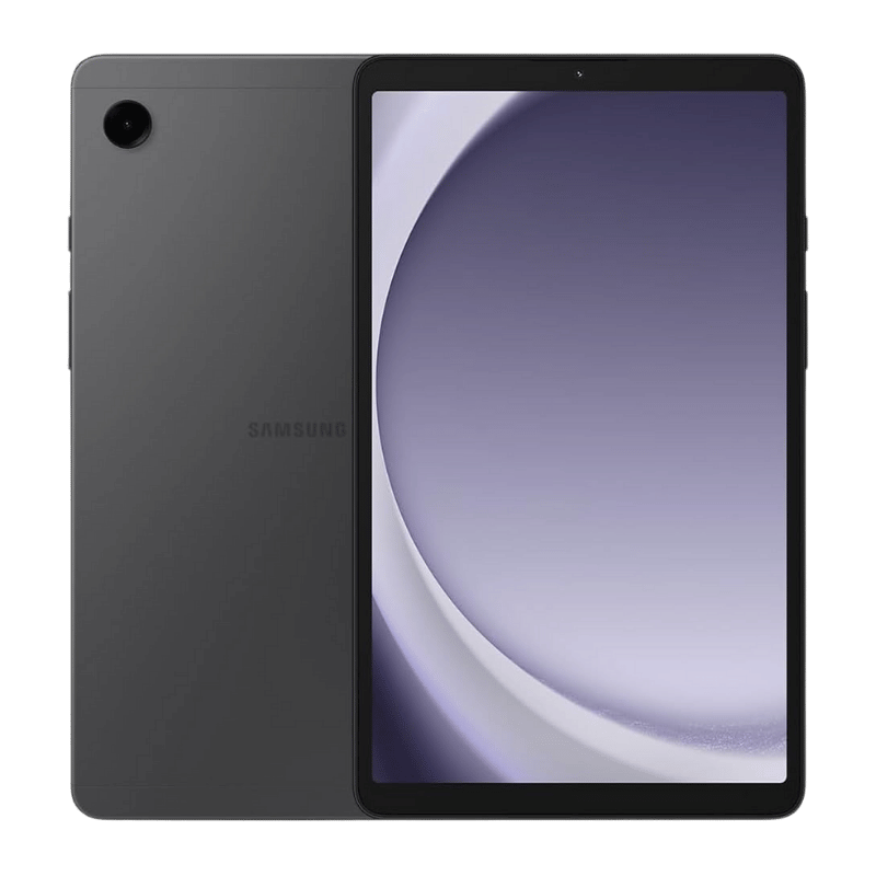 Tablet Samsung Galaxy Tab A9 SM-X115 color negra vista frontal y posterior
