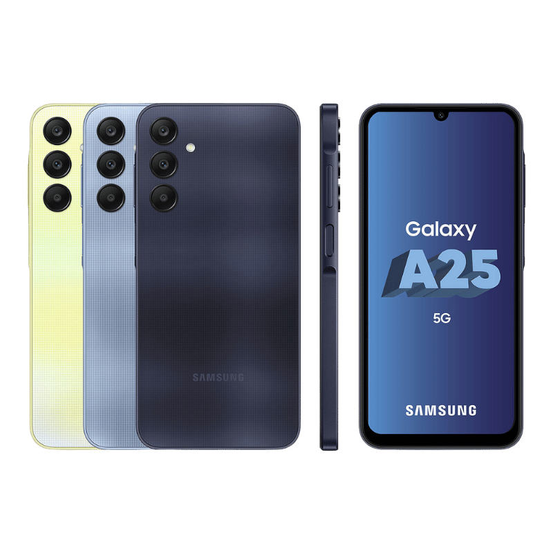Vista trasera del Samsung Galaxy A25 5G, con cámara principal de 50MP y diseño elegante