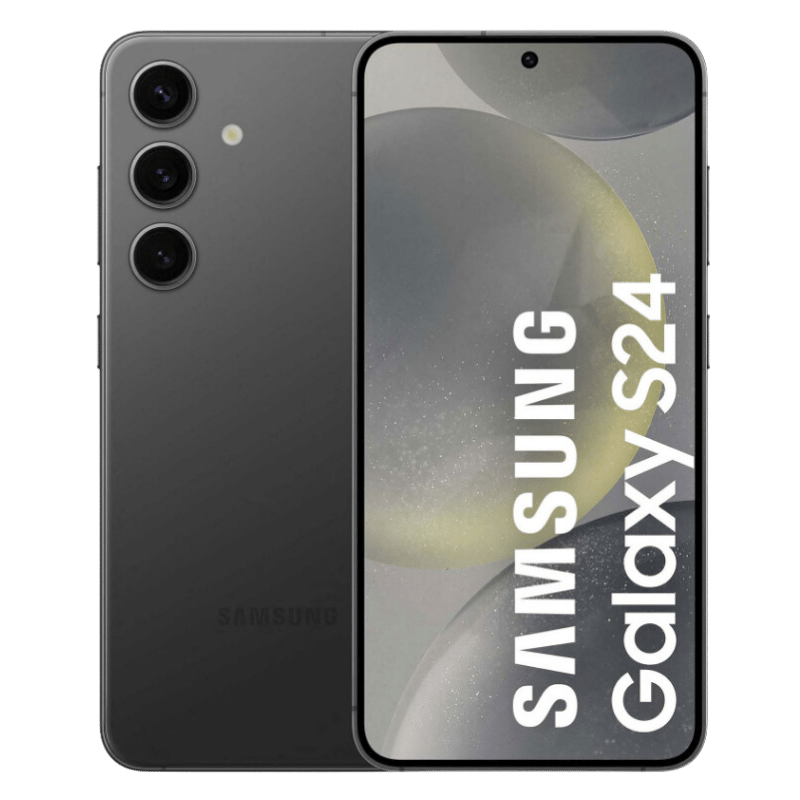 Smartphone Samsung Galaxy S24 Posterior Negro y Frontal con pantalla AMOLED de 6.2 pulgadas y tasa de refresco de 120Hz, en oferta