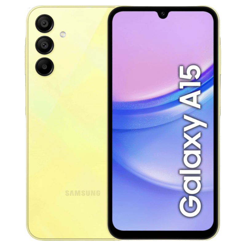 Smartphone Samsung Galaxy A15 color amarillo, en oferta, con envío por delivery