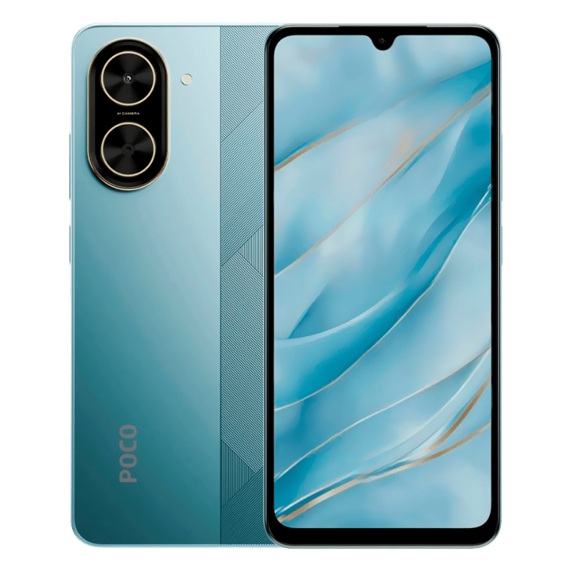 Xiaomi Poco C71 color azul vista frontal y posterior 