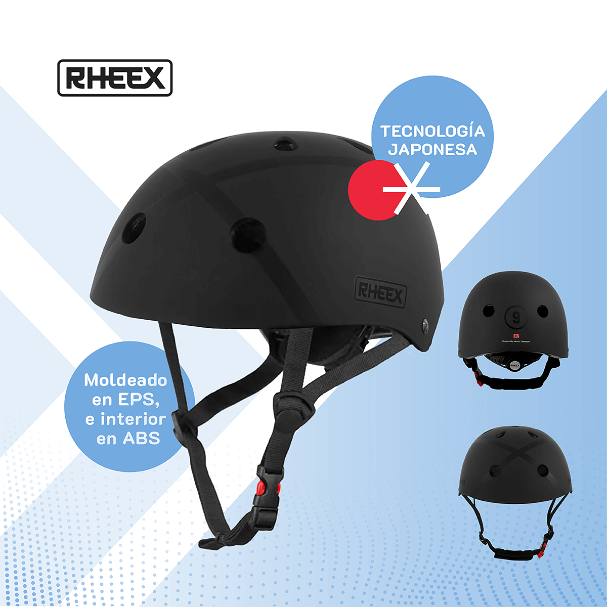 Casco Rheex ajustable monopatín bici skate protección y seguridad negro