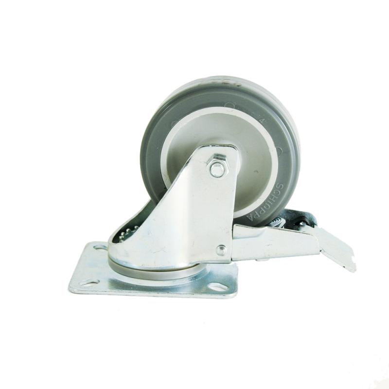 RUEDA 4321 GIRAT FRENO POLIPROP Y GOMA GRIS 100 X 32