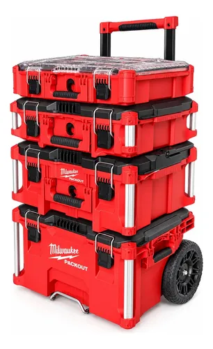 Carro De Herramientas Milwaukee Packout Organizador 4 Cajas Rojo