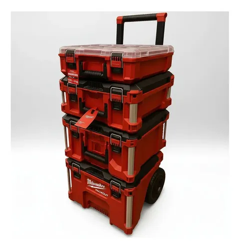 Carro De Herramientas Milwaukee Packout Organizador 4 Cajas Rojo
