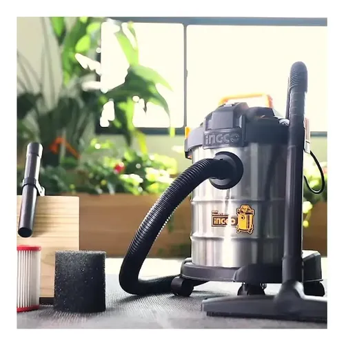 Aspiradora 12 L Ingco 800w Seco Humedo Con Filtro Hepa Plateado