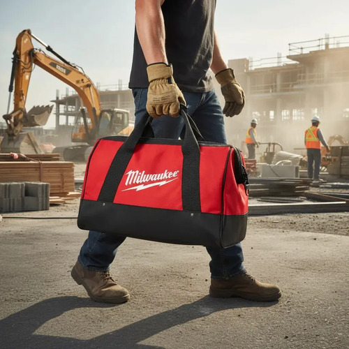 Bolso Milwaukee Heavy Duty Impermeable Porta Herramientas Negro/rojo