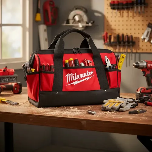 Bolso Milwaukee Heavy Duty Impermeable Porta Herramientas Negro/rojo