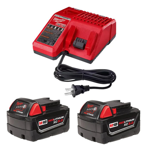 Taladro Atornillador Percutor A Bateria Milwaukee 2607-259a Rojo Robusto Duradero Versatil Liviano Trabajos En Casa Obra Pesada