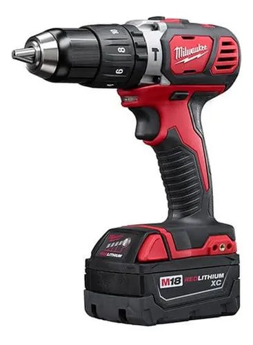 Taladro Atornillador Percutor A Bateria Milwaukee 2607-259a Rojo Robusto Duradero Versatil Liviano Trabajos En Casa Obra Pesada