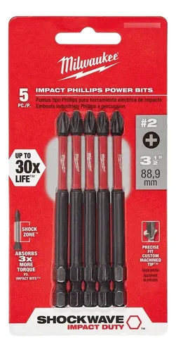 Puntas Ph2 Phillips Alto Impacto 3 1/2  Milwaukee 4832-4564