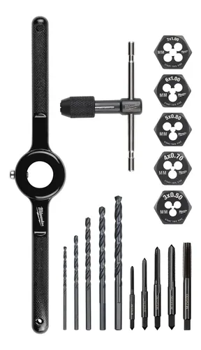 Set 17 Piezas Machos Y Terrajas Métricas Milwaukee 49-22-560 Rojo Hexagonales Herramientas Roscado En Cobre Compatibles Con Llaves Manuales Para Aluminio