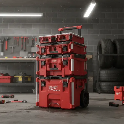 Combo 5 Cajas Carro Porta Herramientas Milwaukee Packout Rojo
