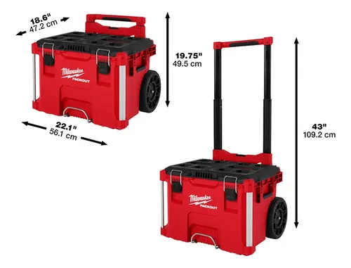 Combo 5 Cajas Carro Porta Herramientas Milwaukee Packout Rojo