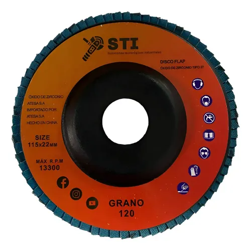 Disco Flap Zirconio Base Plastica 115mm Sti X 10u Grano 120 Pack Ahorro Calidad Resistente Duraderos Obra Desbaste Acabado Rápido Materiales Metales Eliminando Soldaduras Pintura