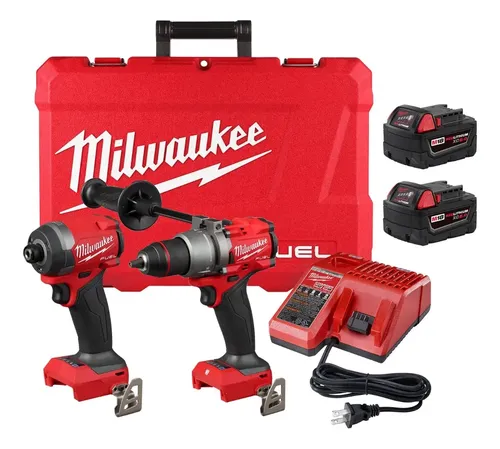 Combo Taladro Percutor+llave De Imacto Milwaukee 3697-259a C Rojo/negro