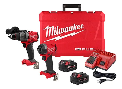Combo Taladro Percutor+llave De Imacto Milwaukee 3697-259a C Rojo/negro