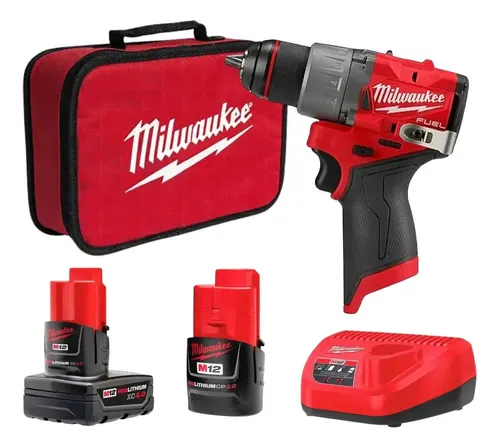 Taladro Atornillador Milwaukee 3403-259a Cargador Y 2 Bat. R Rojo 1700rpm
