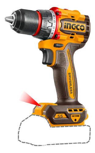 Taladro Atornillador Bateria Ingco 20v P20s 55nm +2 Puntas Color Naranja