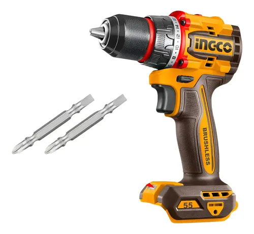 Taladro Atornillador Bateria Ingco 20v P20s 55nm +2 Puntas Color Naranja