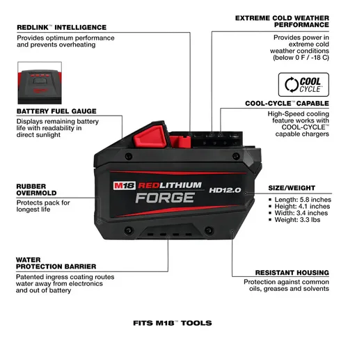 Batería M18 Milwaukee 48-11-1813 Redlithium Forge Hd12.0