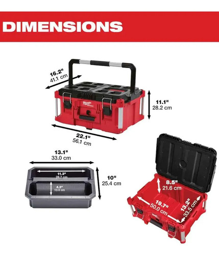 Caja Packout Milwaukee Organizador Ruedas 8427 8425 8430 Rojo