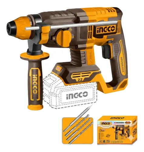 Rotomartillo Inalambrico Brushless 20v Ingco 2j 22mm Sds Plu Amarillo