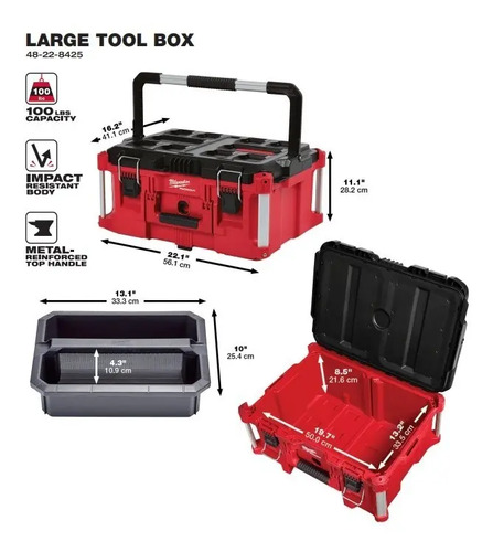 Caja De Herramientas Packout Milwaukee 8425 Encastre Color R Rojo/negro