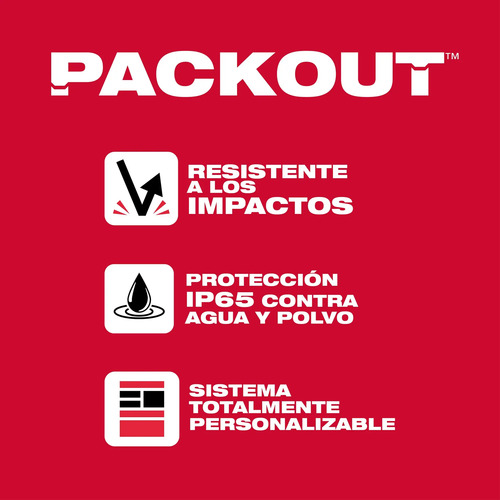 Caja Organizador Herramientas Packout Milwaukee 4822-8435 Rojo Tornillos Compartimentos Taller Tuercas Modular
