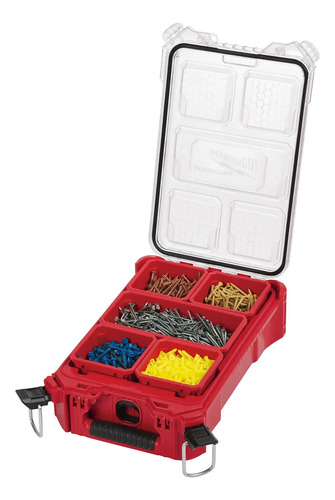 Caja Organizador Herramientas Packout Milwaukee 4822-8435 Rojo Tornillos Compartimentos Taller Tuercas Modular