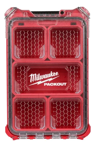 Caja Organizador Herramientas Packout Milwaukee 4822-8435 Rojo Tornillos Compartimentos Taller Tuercas Modular
