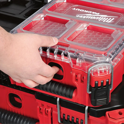 Caja Organizador Herramientas Packout Milwaukee 4822-8435 Rojo Tornillos Compartimentos Taller Tuercas Modular