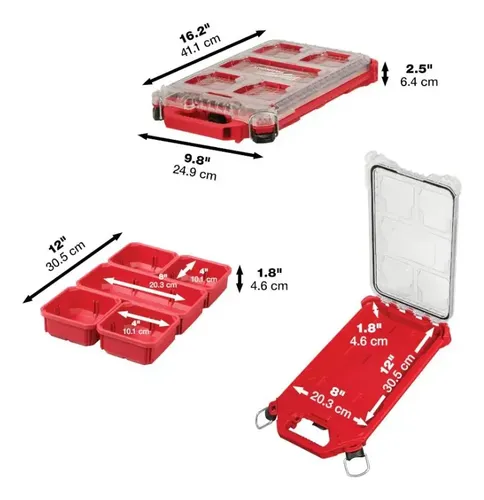 Caja Porta Herramientas Packout Slim Milwaukee 4822-8436 Col Rojo