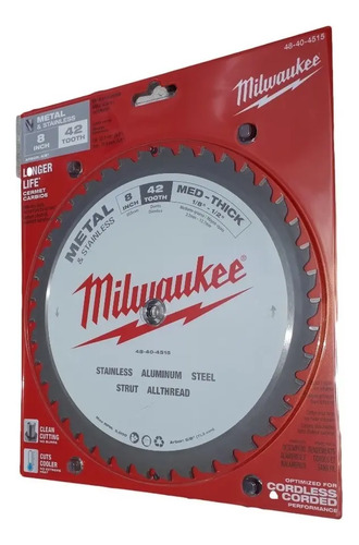 Disco De Corte Para Metales Milwaukee 42 Dientes 4840-4515 Blanco