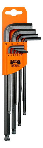 Juego De Llaves Allen Bahco Ball Point 9 Piezas (mm) Be-9770 Metálico