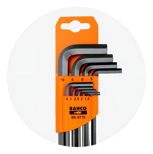 Juego De Llaves Allen Bahco Ball Point 9 Piezas (mm) Be-9770 Metálico