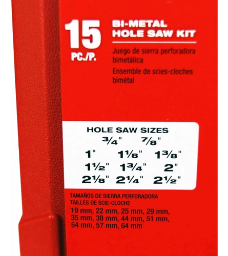 Juego Sierras Copa Bimetalicas 15 Piezas Milwaukee 4922-4175