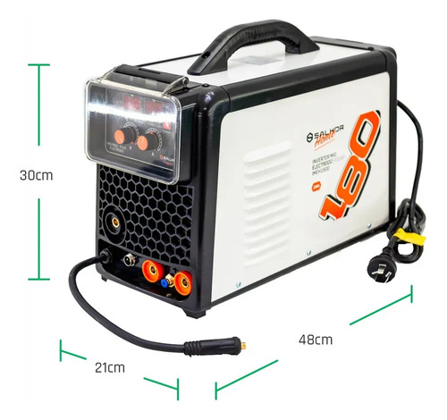 Soldadora Inverter Mig Electrodo 2 En 1 Salkor De 180 Amp - Apta Alambre Flux Con Visor Digital Y Accesorios Para Rollos De Hasta 5kg - Inlcuye 1 Rollo De Alambre Blanco