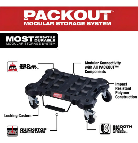 Milwaukee Packout Plataforma Dolly Base Rodante 48-22-8410 Color Negro