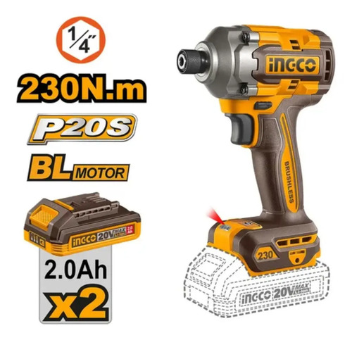 Atornillador De Impacto A Batería Ingco Cirli2023-4 Color Na Naranja 50 Hz/ 60 Hz