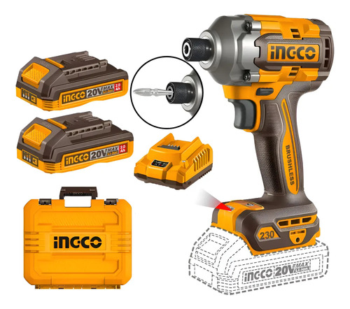 Atornillador De Impacto A Batería Ingco Cirli2023-4 Color Na Naranja 50 Hz/ 60 Hz