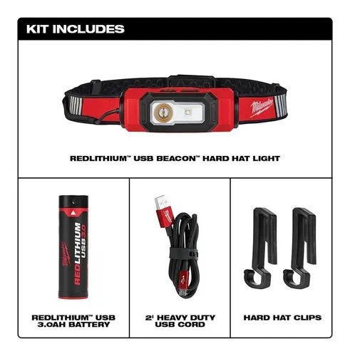 Linterna De Casco Recargable Usb Milwaukee 2116-21 Color De La Luz Rojo Blanco