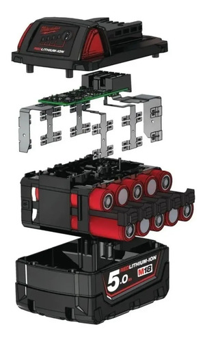 Batería De Litio 18v 5,0 Ah Milwaukee M18 Red Lithium Xc 5.0
